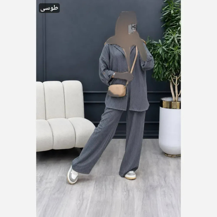 ست شومیز و شلوار زنانه مدل ارغوان جنس سوپر ایوا بارونی فری سایز