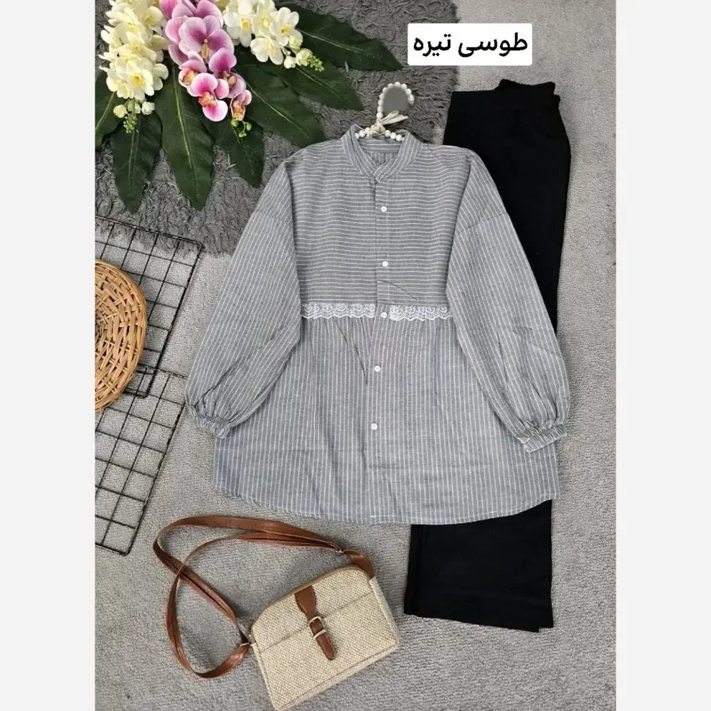 شومیز زنانه مدل آزاده جنس نخی تایوانی فری سایز 36 تا 46