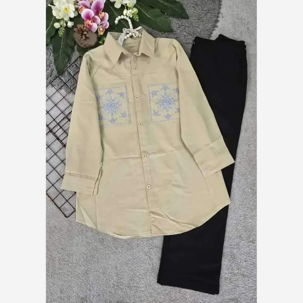 تونیک مانتویی مدل کاکوتی جنس لنین آنزیم شده درجه یک فری سایز 38 تا 46