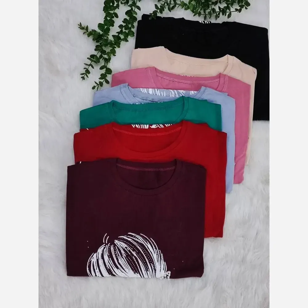 تیشرت زنانه گیسو پاپیون نخ پنبه فری سایز تا 48 نگیندار (2)