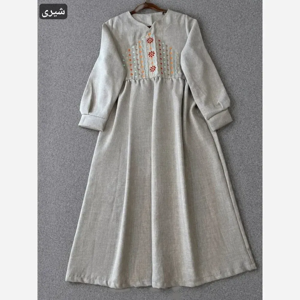 پیراهن زنانه شانتون نخ گلدوزی شده مدل نسیم فری سایز 36 تا 46 (2)