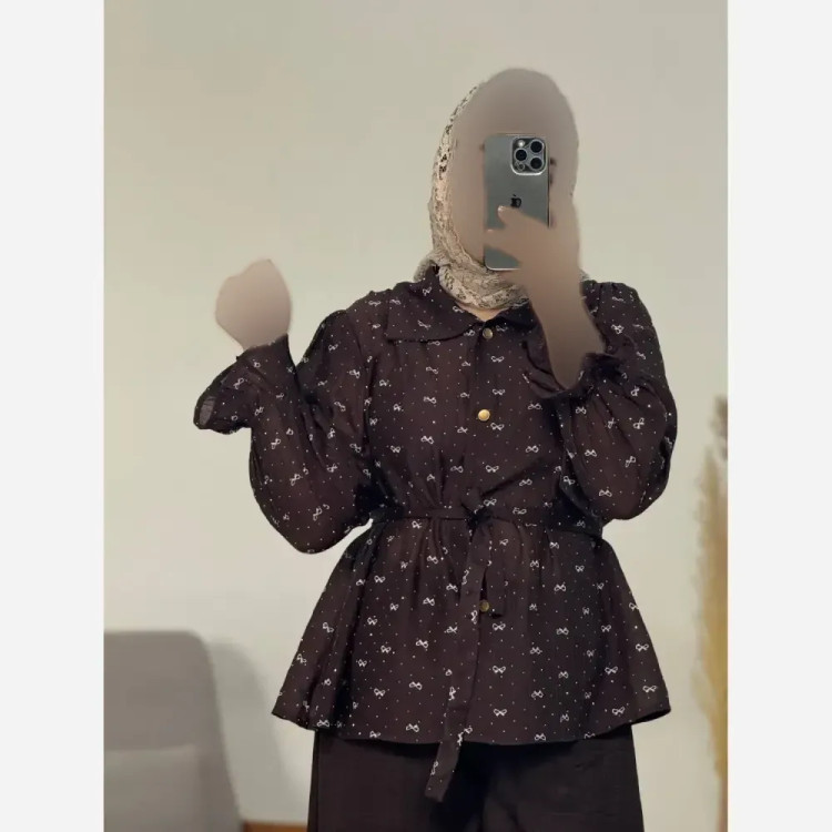 ست شومیز و شلوار زنانه مدل پاپیون شاین فری سایز نگین دار