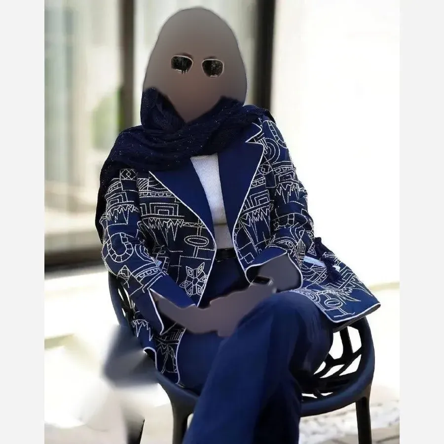 ست کت و شلوار زنانه مدل شادی جنس کرپ مازراتی رنگ سورمهای سایز 36 تا 50
