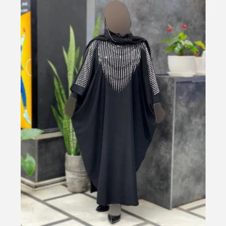 عبا زنانه مدل افروز جنس الیزه چروک رنگ مشکی سایز 38 تا 50