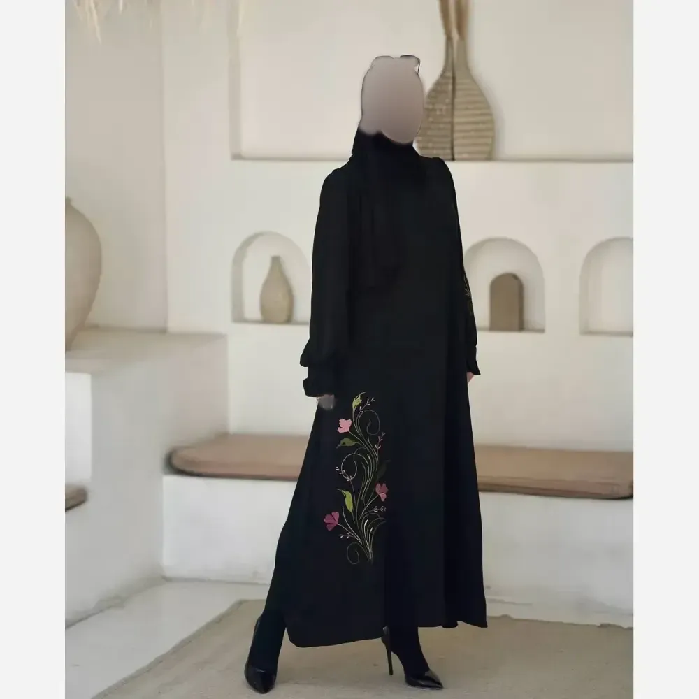 عبا زنانه مدل فرشته جنس الیزه گلدوزی شده رنگ مشکی