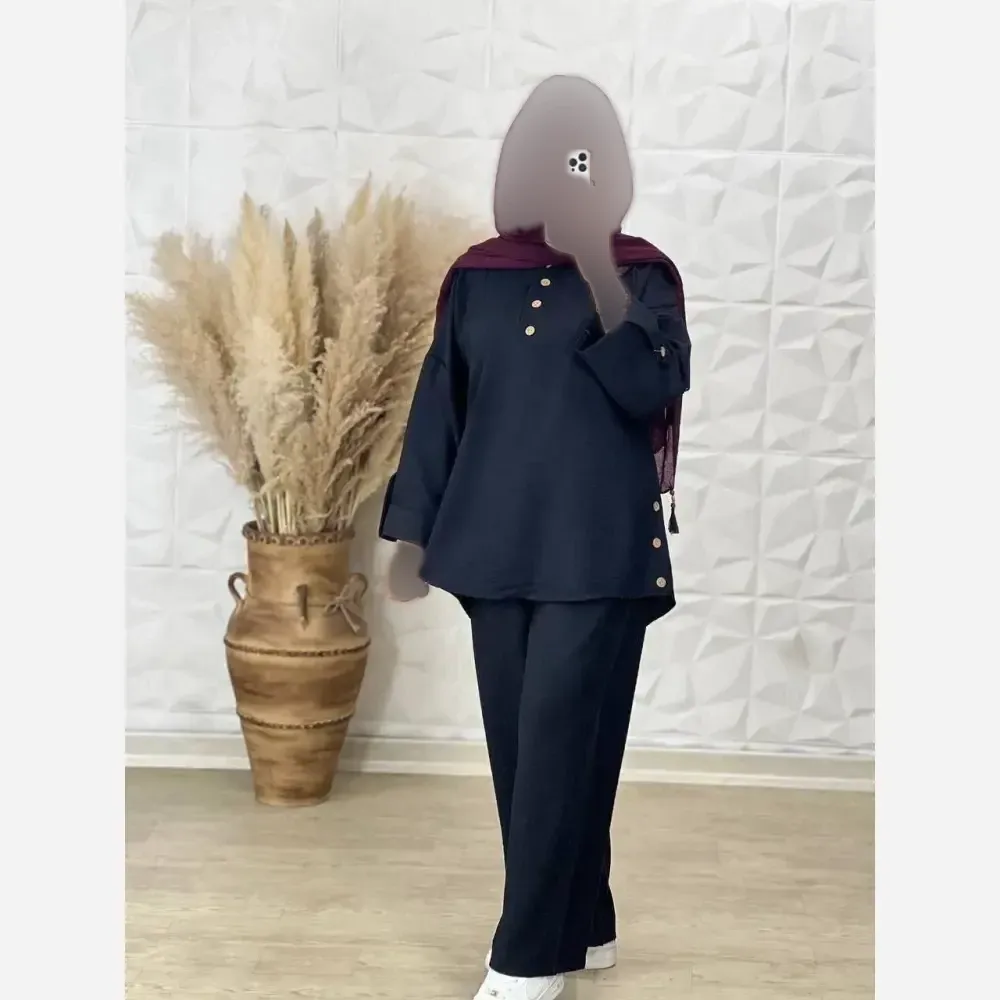 ست شومیز و شلوار زنانه مدل ساناز جنس شانتون صوفیا فری سایز