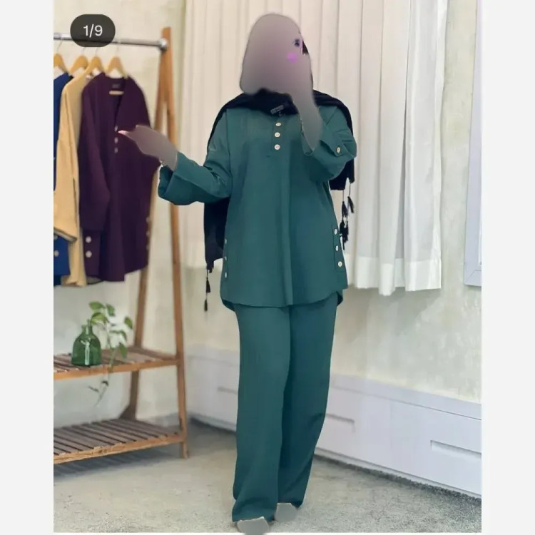 ست شومیز و شلوار زنانه مدل ساناز جنس شانتون صوفیا فری سایز