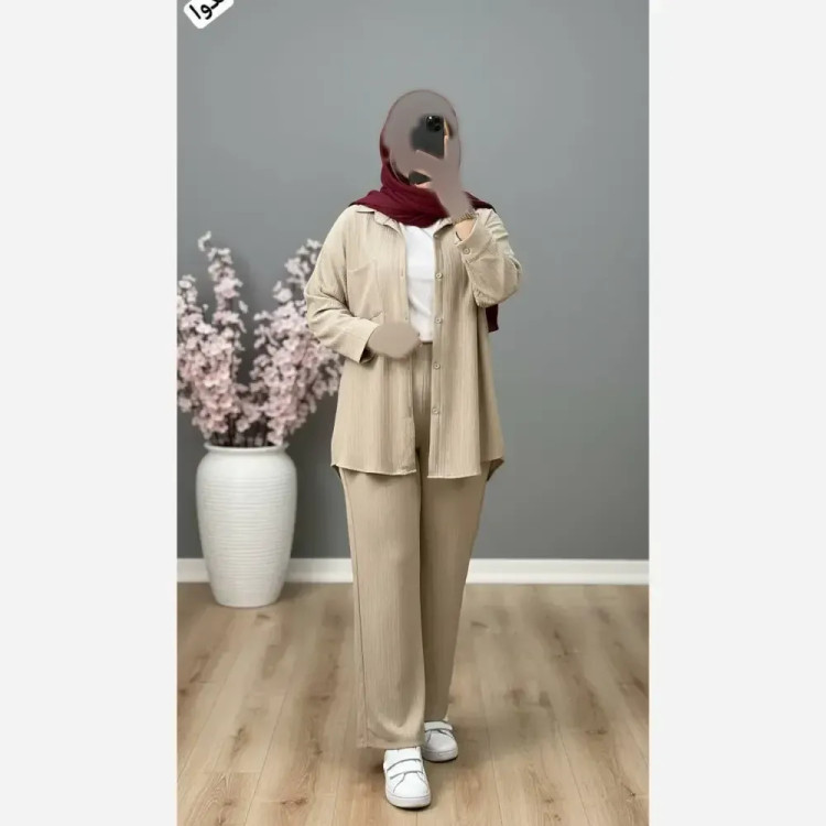 ست شومیز و شلوار زنانه جنس ایواکراش درجه یک فری سایز مناسب 38 تا 46