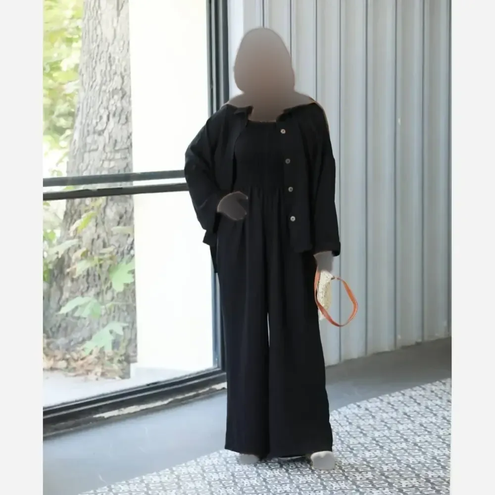ست اورال و مانتو زنانه مدل گلاره جنس شانتون صوفیا رنگ مشکی