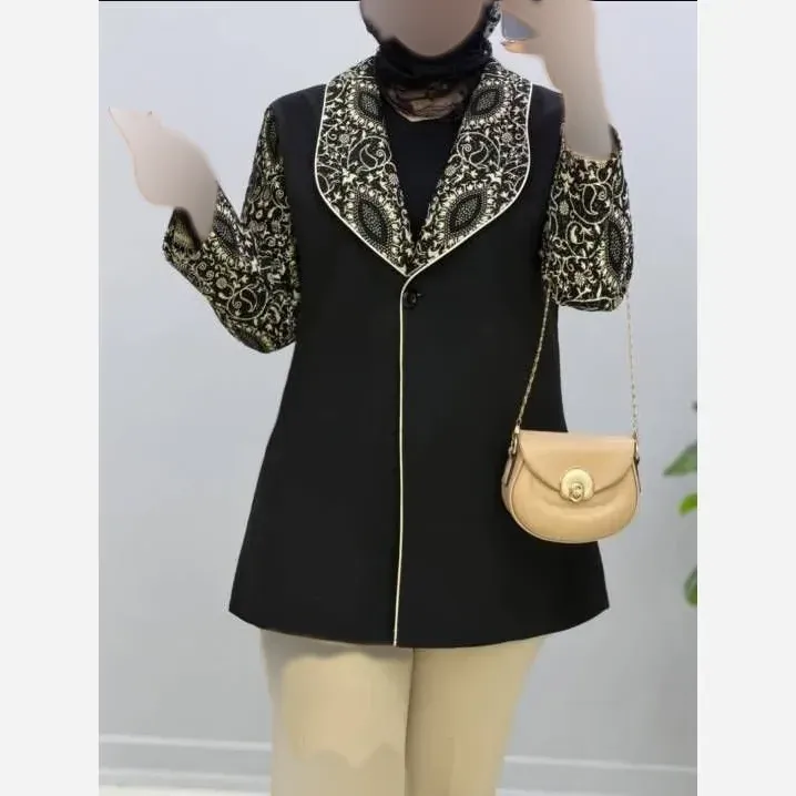کت مجلسی زنانه مدل سحر جنس کرپ مازراتی و سوزن دوزی رنگ مشکی