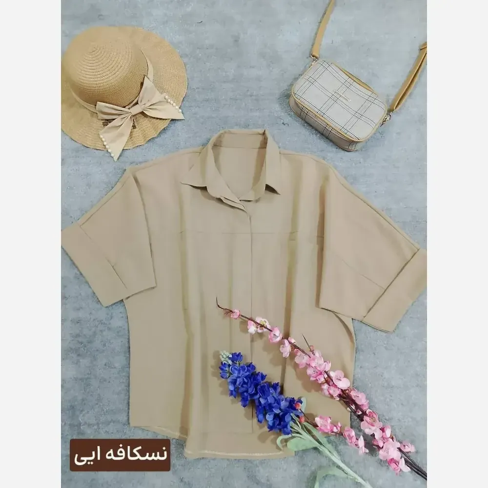 شومیز باکسی زنانه جنس لینن و داکرون فری سایز مناسب 38 تا 46