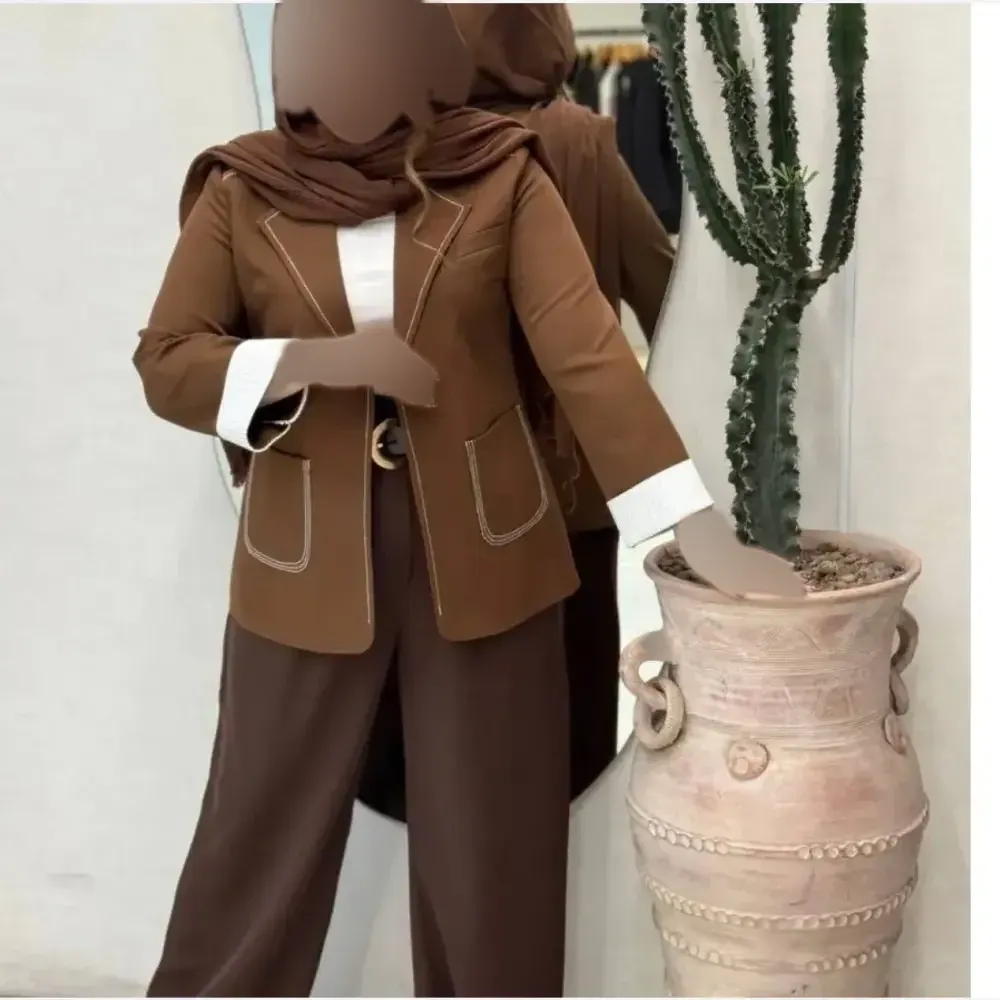 کت زنانه آستین دیپلمات جنس کرپ مازراتی درجه یک با جیب کاربردی