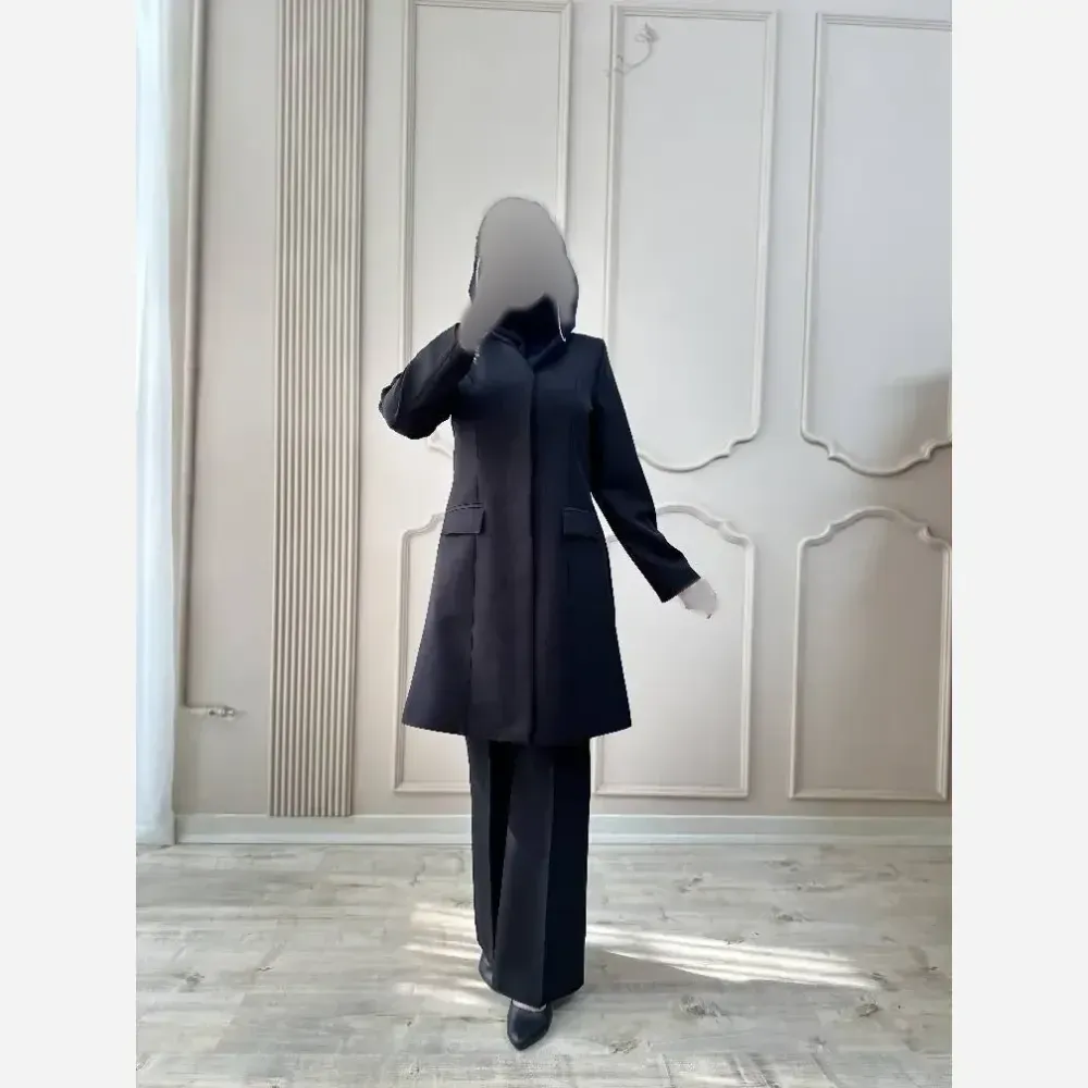 مانتو و شلوار اداری زنانه مدل مرجان جنس سوپر مازراتی با شلوار بوتکات