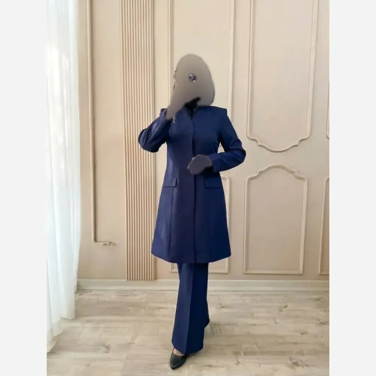مانتو و شلوار اداری زنانه مدل مرجان جنس سوپر مازراتی با شلوار بوتکات