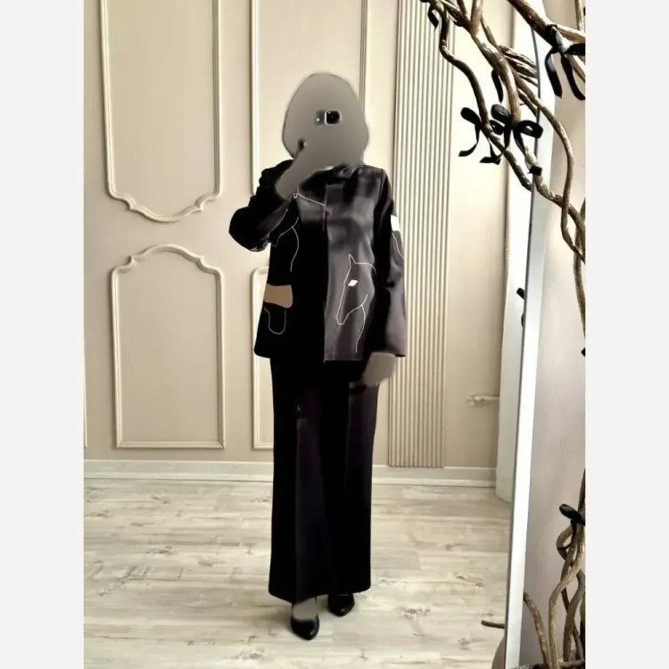 کت شلوار زنانه گلدوزی شده مدل الینا جنس سوپر مازراتی اعلا