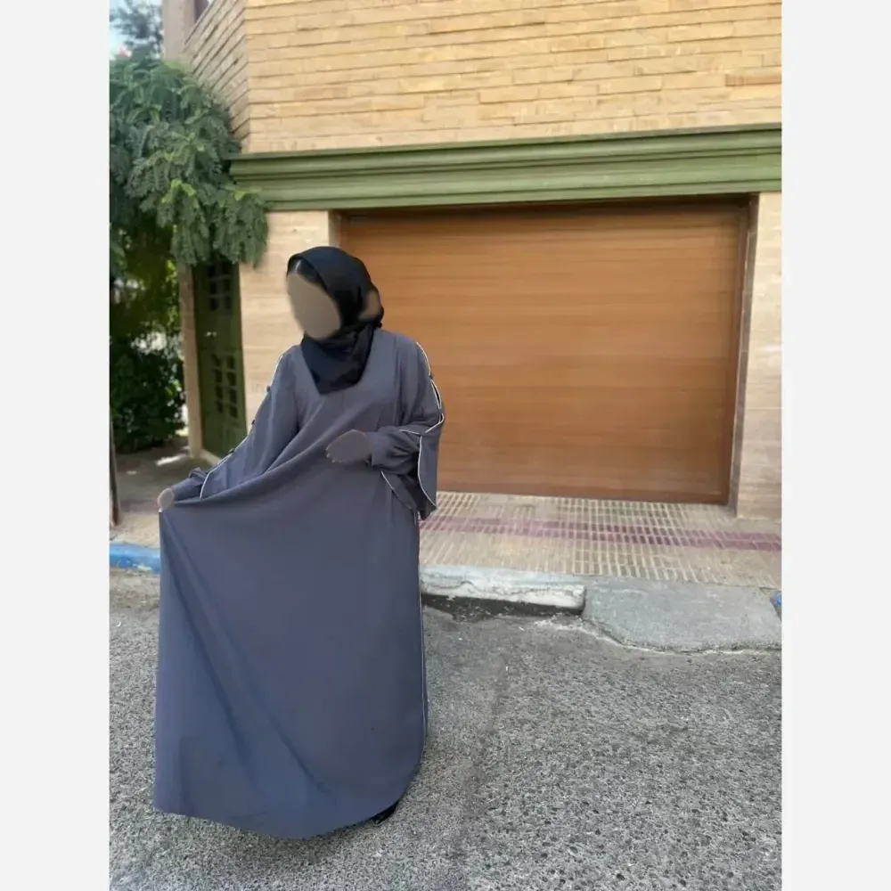 مانتو عبایی زنانه مدل توران جنس کرپ ندا اماراتی فری سایز