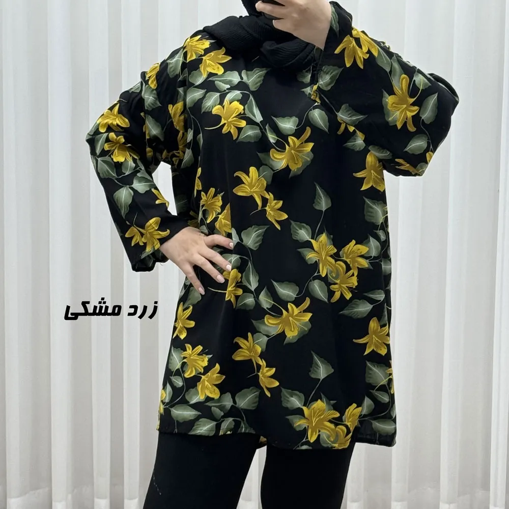 تونیک نخی زنانه طرحدار فری سایز مناسب تا سایز 52 (2)