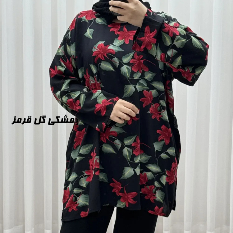 تونیک نخی زنانه طرحدار فری سایز مناسب تا سایز 52 (2)