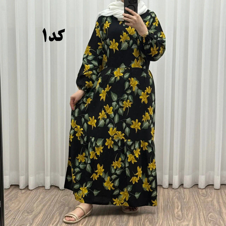 پیراهن زنانه مدل گلرخ کد 924 فری سایز تا 46 جنس بوگاتی کمربنددار چهارفصل شیک و راحت بدون آبرفت و رنگ رفت سایه نمیند