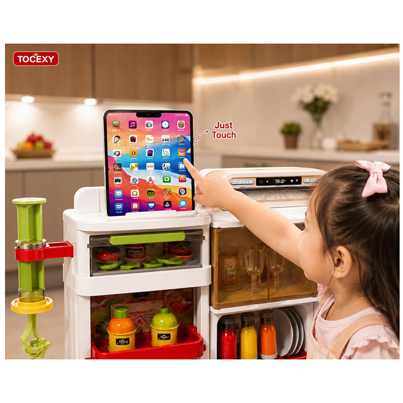 ست اسباب بازی آشپزخانه مدل بخار کن طرح سنسوری کد 66T-4 مجموعه 66 عددی