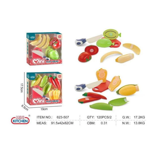 ست اسباب بازی مدل میوه برشی طرح سینی و چاقو کد 623-507