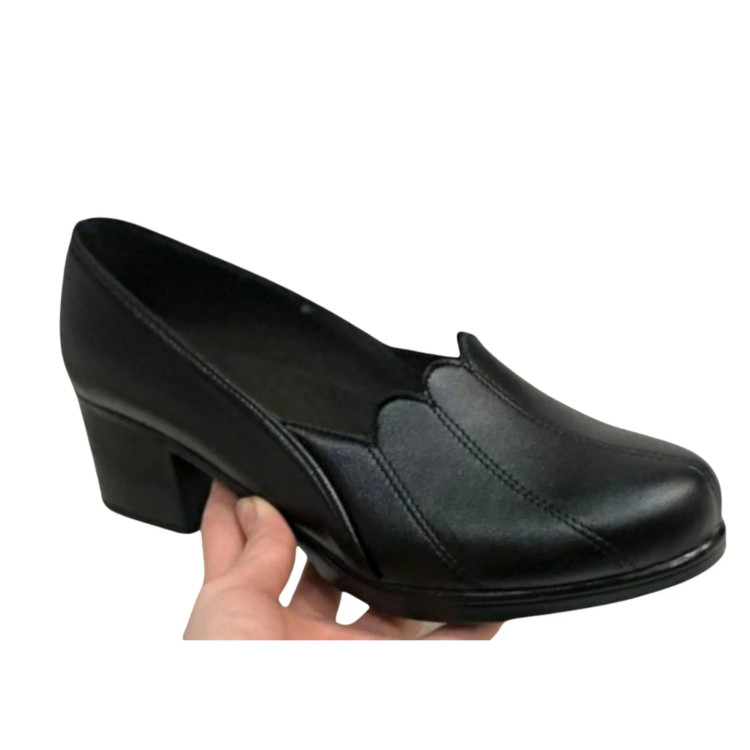کفش زنانه طبی چرمی پاشنه دار طرح Zara مشکی سایز 37 تا 40