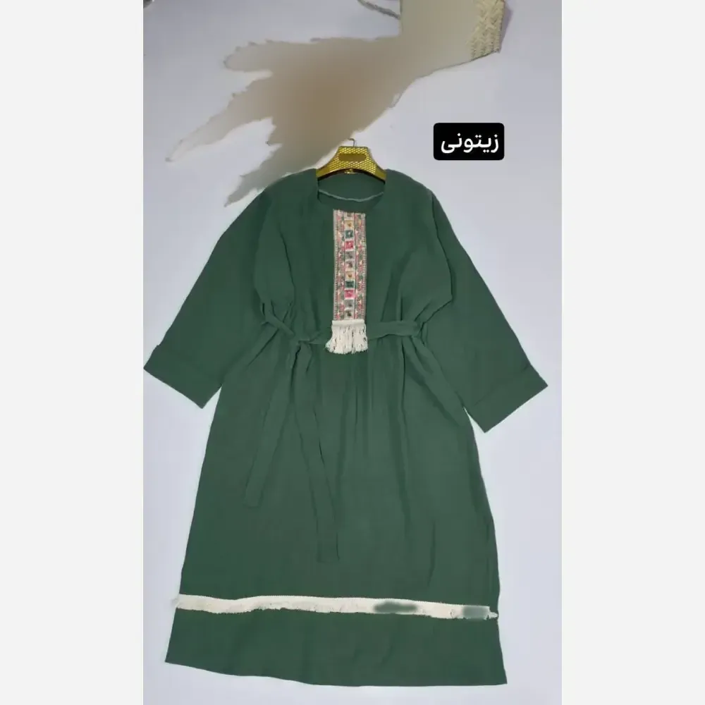 کفتان زنانه نوار کنفی جنس موسلین دبل فیس فری سایز تا 48