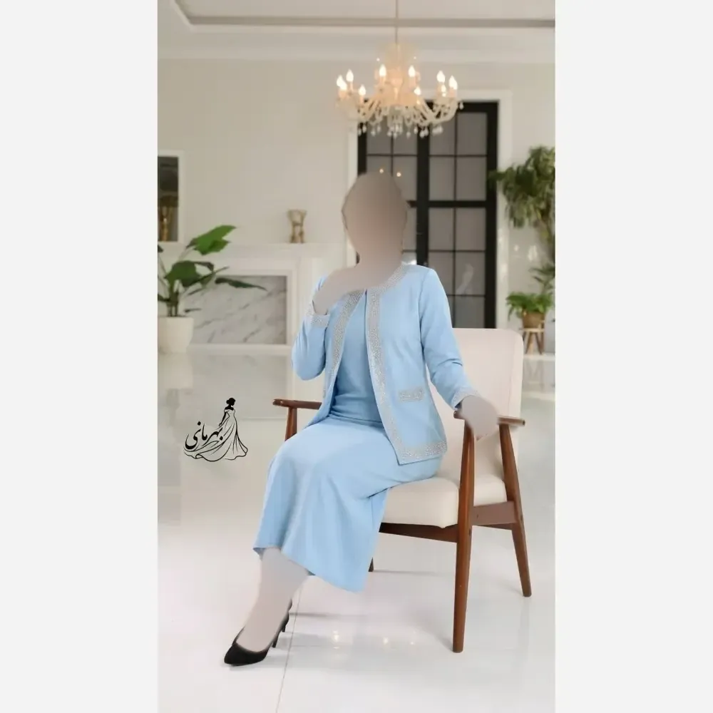 ست کت و سارافون زنانه مدل نیلا جنس مازراتی سایز بزرگ 44 تا 58