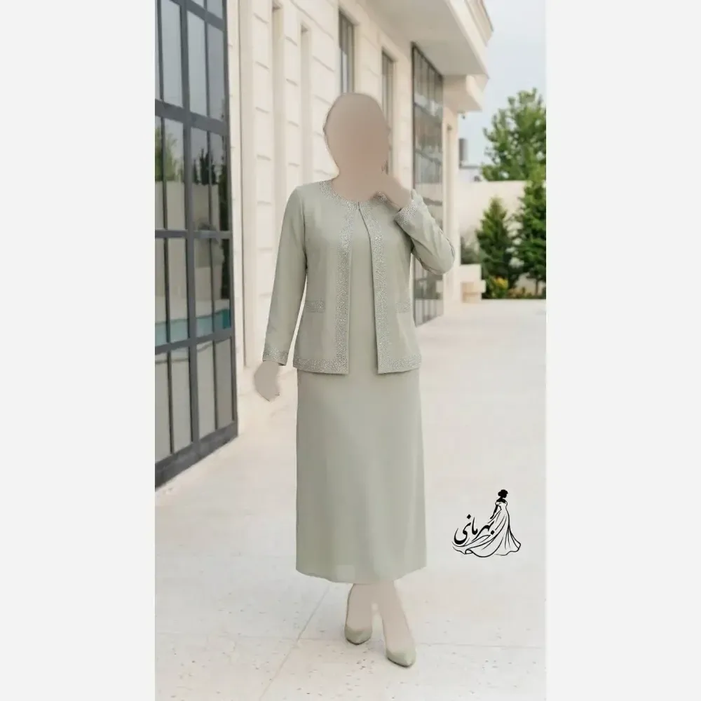 ست کت و سارافون زنانه مدل نیلا جنس مازراتی سایز بزرگ 44 تا 58