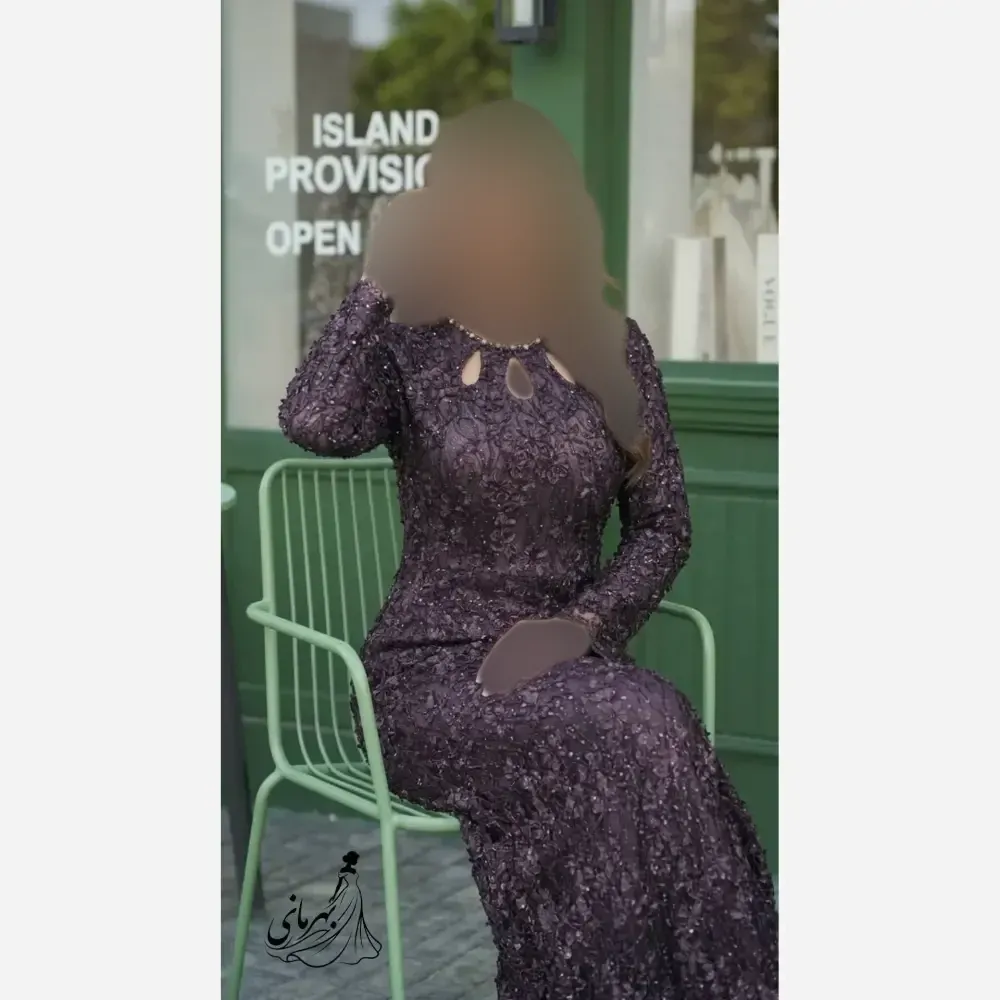 لباس مجلسی زنانه مدل تارا دانتل برتلی سنگدوزی شده کاپدار قد 155 سایزبندی 40 تا 50