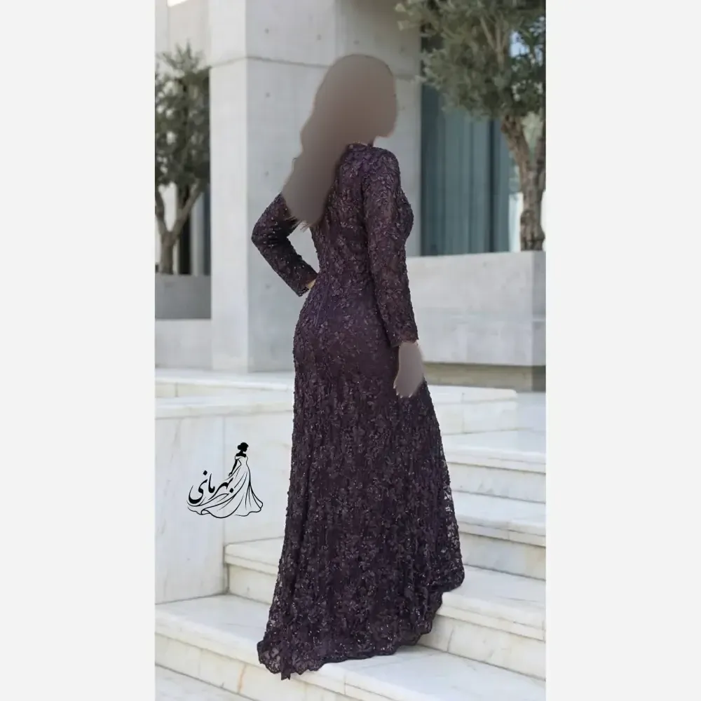 لباس مجلسی زنانه مدل تارا دانتل برتلی سنگدوزی شده کاپدار قد 155 سایزبندی 40 تا 50