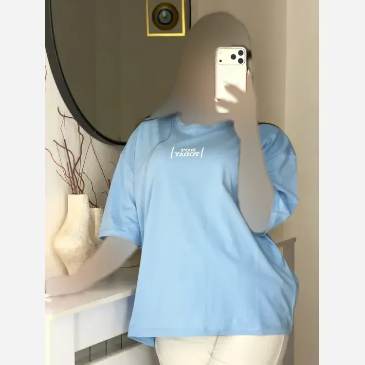 تیشرت باکسی زنانه طرح NOT TODAY جنس سوپر پنبه فری سایز (2)