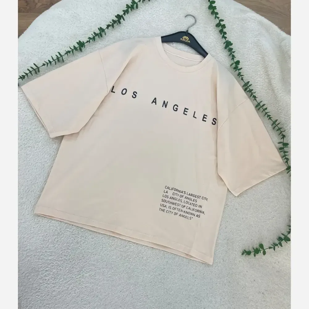 تیشرت باکسی زنانه طرح LOS ANGELES جنس سوپر پنبه فری سایز (2)