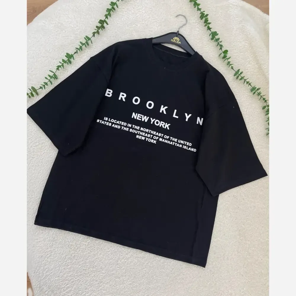 تیشرت باکسی طرح BROOKLYN جنس سوپر پنبه فری سایز