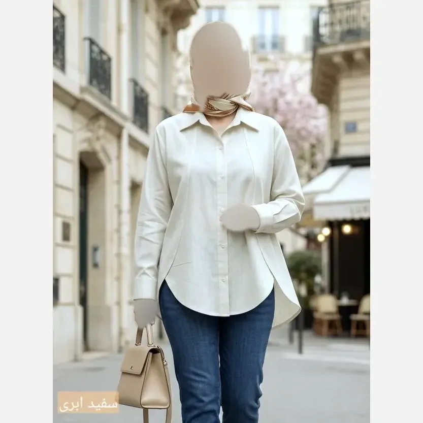 شومیز لینن مدل ملین زنانه رنگبندی پاستیلی سایز بزرگ 38 تا 50