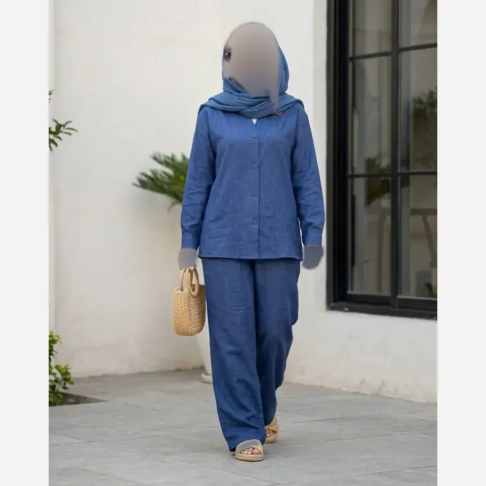 ست شومیز و شلوار زنانه مدل ستیا جنس پارچه صوفیا فری سایز مناسب 36 تا 46 (2)