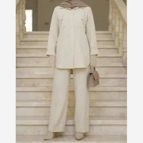 ست مانتو و شلوار زنانه مدل تارا جنس شانتون سایز بزرگ 40 تا 54 (2)