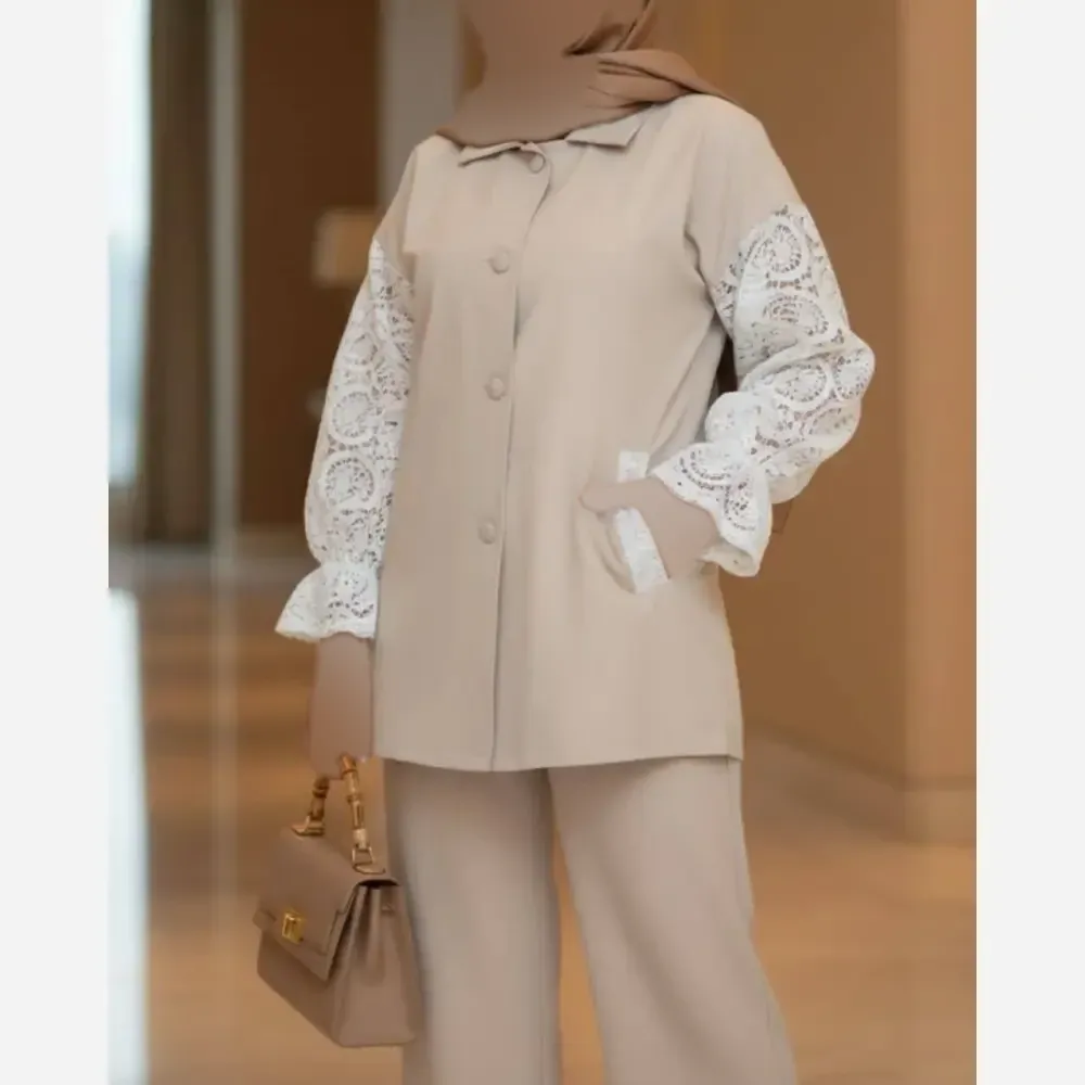 ست مانتو و شلوار زنانه مدل تارا جنس شانتون سایز بزرگ 40 تا 54 (2)
