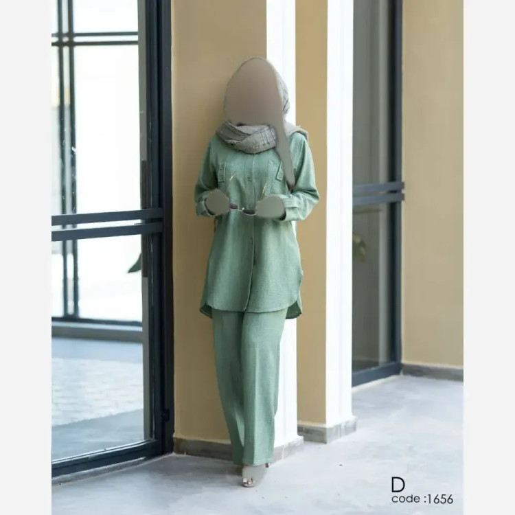 ست مانتو و شلوار زنانه مدل تارا جنس شانتون سایز بزرگ 40 تا 54 (2)