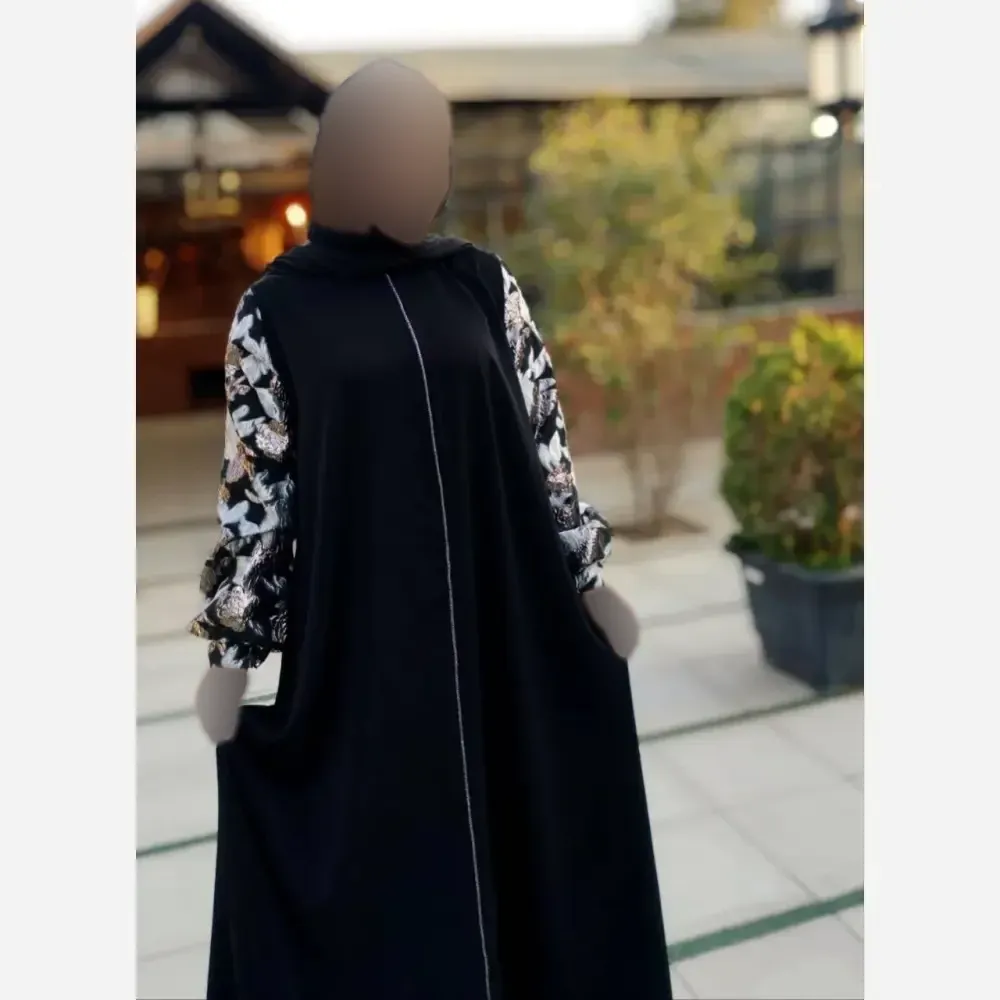 مانتو عبایی زنانه مدل مهلا جنس کرپ الیزه مشکی با قابلیت شیردهی سایز 36 تا 60