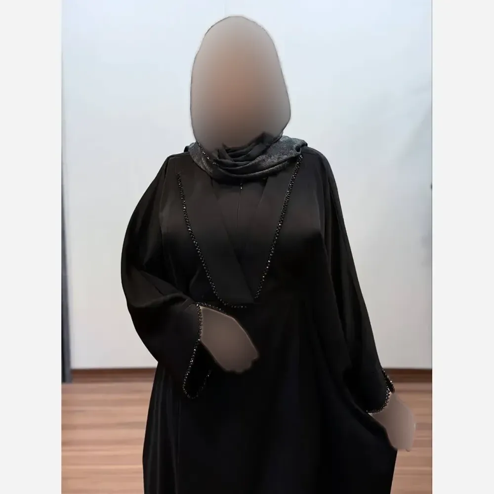 عبای مجلسی زنانه مدل سوگند جنس الیزه درجه یک فری سایز مشکی