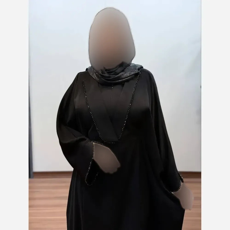 عبای مجلسی زنانه مدل سوگند جنس الیزه درجه یک فری سایز مشکی