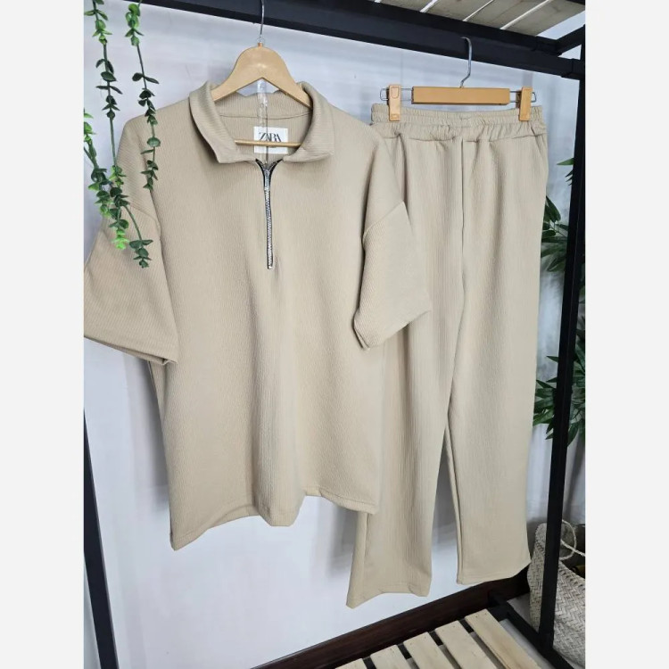 ست مردانه نیم زیپ اهورا جنس فتیله ای بهاره فری سایز