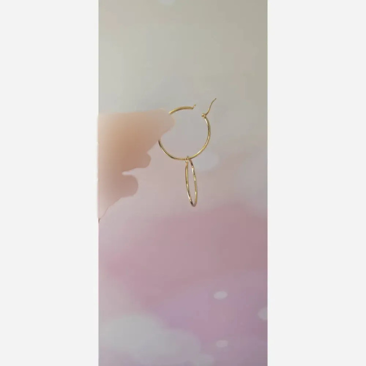 گوشواره حلقه ای زنانه طرح طلا جنس استیل رنگ ثابت قطر 4 سانت