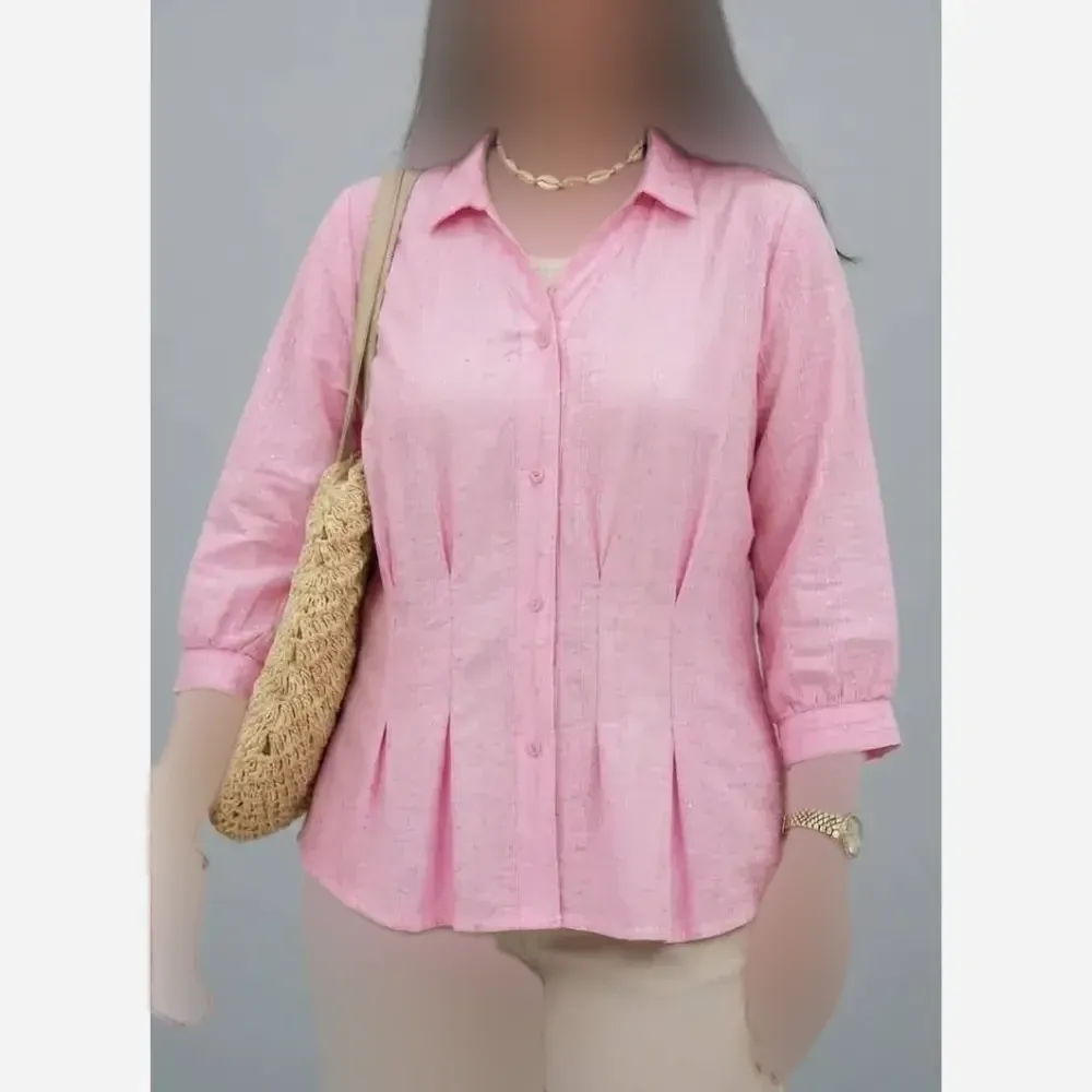 شومیز زنانه پیلی دار مدل پریسا جنس لاریس نگین دار سایز 38 تا 46