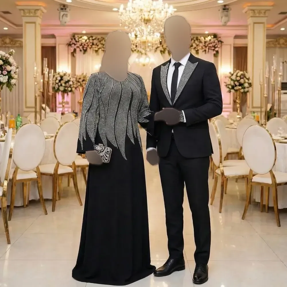 پیراهن ماکسی مجلسی زنانه مدل نازنین جنس کرپ دالقیچ رنگ مشکی