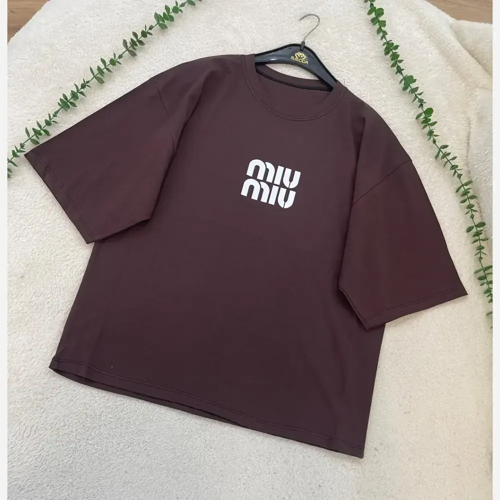 تیشرت باکسی زنانه طرح MIU MIU جنس سوپر پنبه فری سایز (2)