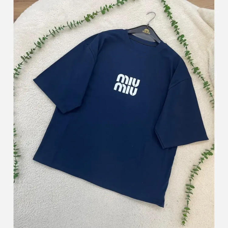 تیشرت باکسی زنانه طرح MIU MIU جنس سوپر پنبه فری سایز (2)