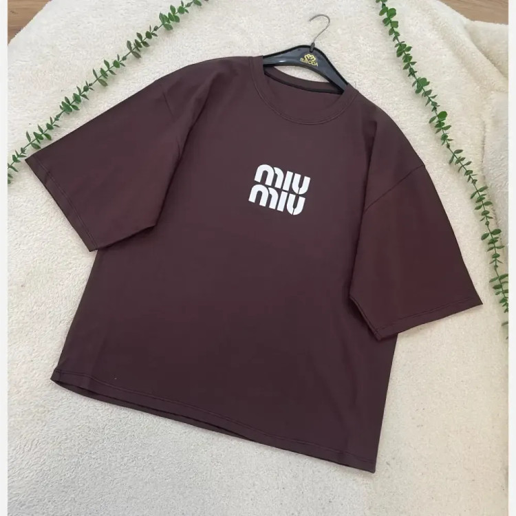 تیشرت باکسی زنانه طرح MIU MIU جنس سوپر پنبه فری سایز (2)
