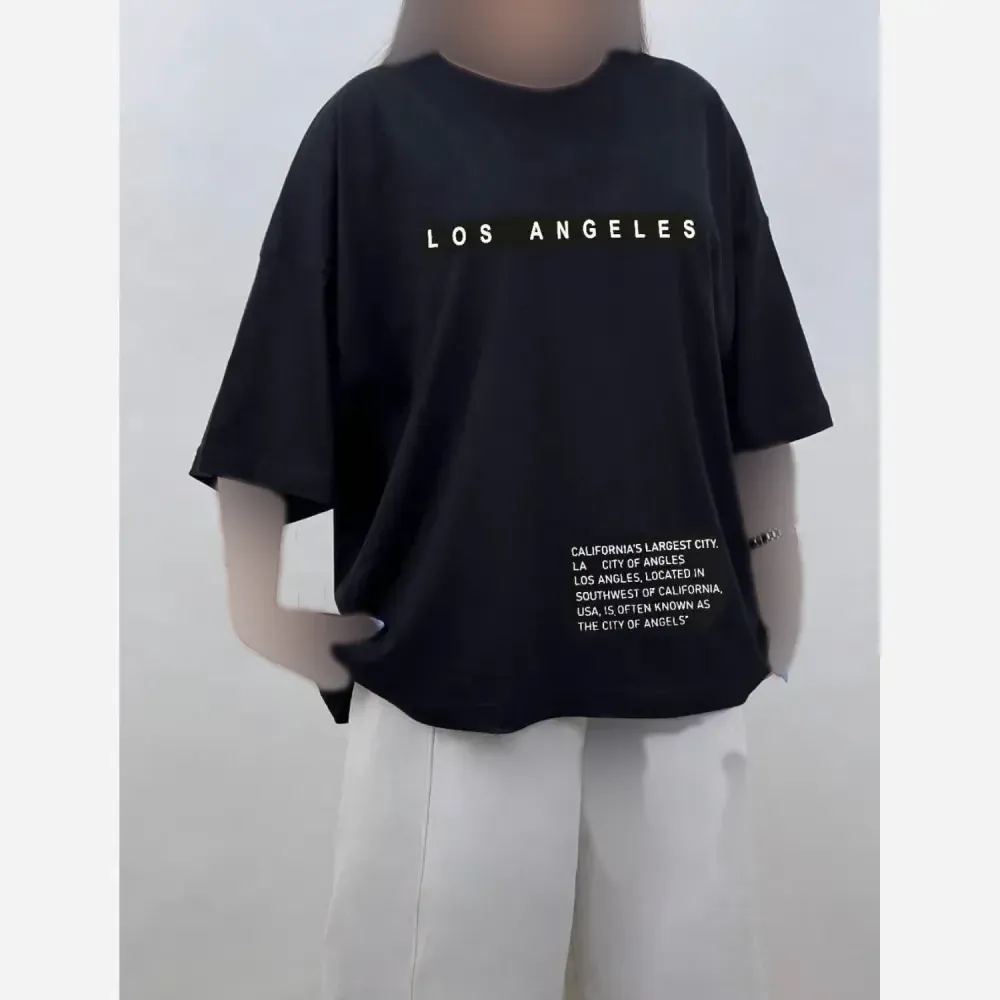 تیشرت باکسی زنانه طرح LOS ANGELES جنس سوپر پنبه فری سایز